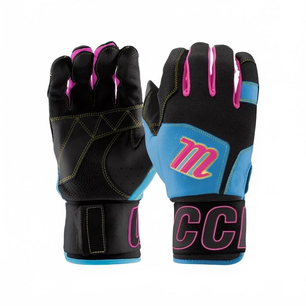 NEW MARUCCI unisex blacksmith wrap batting gloves in black/ columbia blue